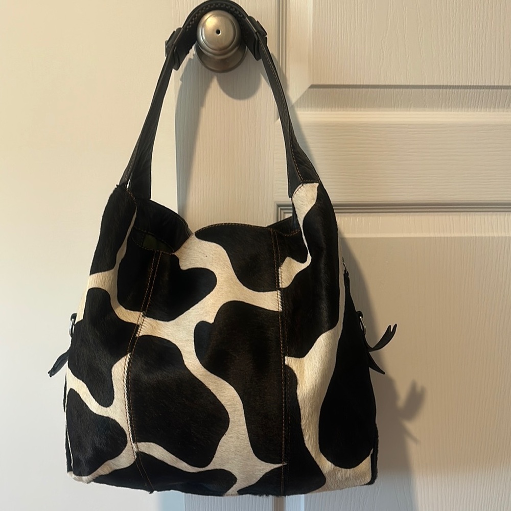 Stylish Black and White Cow Print Women's Bag